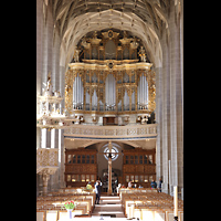 Halle (Saale), Marktkirche Unserer Lieben Frauen, Blick von der Chororgelempore zur Hauptorgel