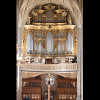 Halle (Saale), Marktkirche Unserer Lieben Frauen, Blick von der Chororgelempore zur Hauptorgel