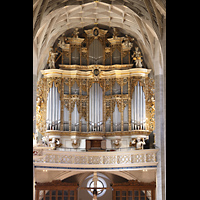 Halle (Saale), Marktkirche Unserer Lieben Frauen, Blick von der Chororgelempore zur Hauptorgel