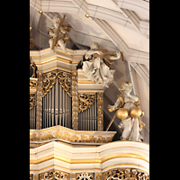 Halle (Saale), Marktkirche Unserer Lieben Frauen, Rechte Seite des Oberwerk-Prospekts mit Figurenschmuck