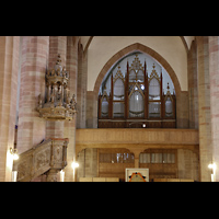 Halle (Saale), Moritzkirche, Kanzel von 1592 (Deckel 1604) und Orgel