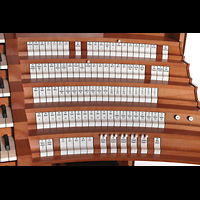 Hamburg, Hauptkirche St. Nikolai, Rechte Registerstaffel am Hauptorgelspieltisch