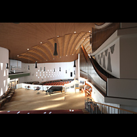 Hamburg, Hauptkirche St. Nikolai, Seitlicher Blick von der Hauptorgelempore in die Kirche und zum Chorwerk (li.)