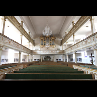 L�bbenau, St. Nikolai, Innenraum in Richtung Orgel