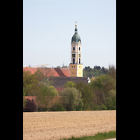 Ochsenhausen, Klosterkirche St. Georg, Turm von Westen (Waldblick/Schlossstra�e) aus gesehen
