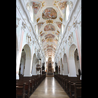 Ochsenhausen, Klosterkirche St. Georg, Innenraum  in Richtung Chor