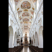 Ochsenhausen, Klosterkirche St. Georg, Innenraum  in Richtung Chor