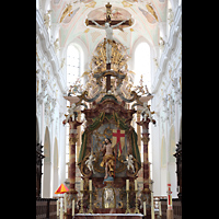 Ochsenhausen, Klosterkirche St. Georg, Volksaltar, der den Chorraum vom restlichen Langhaus trennt