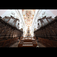 Ochsenhausen, Klosterkirche St. Georg, Chororgel mit Spieltisch