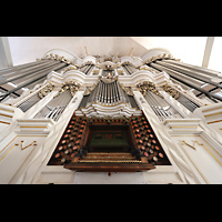 Waltershausen, Stadtkirche zur Gotteshilfe, Orgel mit Spieltisch perspektivisch