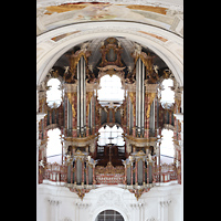 Weingarten, Basilika  St. Martin, Blick aus 26 m H�he vom Bauger�st unter der Kuppel zur Hauptorgel