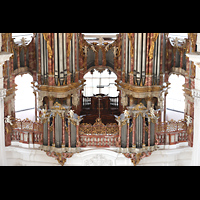 Weingarten, Basilika  St. Martin, Hauptprospektfelder und Br�stuingspositive aus 26 m H�he vom Bauger�st