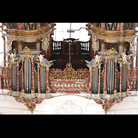 Weingarten, Basilika  St. Martin, Hauptprospektfelder und Br�stuingspositive aus 26 m H�he vom Bauger�st