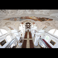 Weingarten, Basilika  St. Martin, Blick aus 26 m H�he vom Bauger�st unter der Kuppel zur Hauptorgel