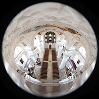 Weingarten, Basilika  St. Martin, Blick aus 26 m H�he vom Bauger�st unter der Kuppel zur Hauptorgel