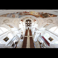 Weingarten, Basilika  St. Martin, Blick aus 26 m H�he vom Bauger�st unter der Kuppel zur Hauptorgel