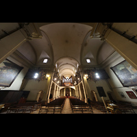 Barcelona, Oratori Sant Felip Neri (Montserrat-Torrent-Orgel), Innenraum in Richtung Orgel