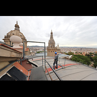 Barcelona, Palacio Nacional Montju�c (Montjuich), Gang �ber das Dach zum Ger�st unter dem Deckengew�lbe