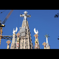 Barcelona, La Sagrada Familia, Passionst�rme, Evangelistent�rme Johannes und Lukas, Jesus-Christus-Turm und Marienturm (re.)