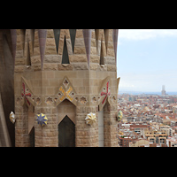 Barcelona, La Sagrada Familia, Blick von einem der Passionst�rme nach Nordosten zum alten Kraftwerk und Strand