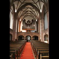Frankfurt am Main, Dreikönigskirche, Innenraum / Hauptschiff in Richtung Orgel