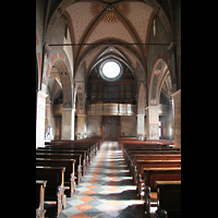 Lugano, Cattedrale, Hauptschiff in Richtung Orgel