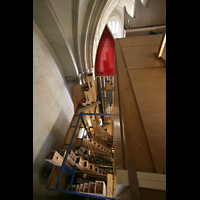 Magdeburg, Dom St. Mauritius und Katharina, Blick vom Orgeldach ins Pedalwerk