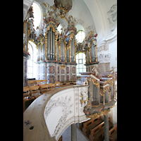 Fssen, Basilika St. Mang, Orgelempore mit Rckpositiv