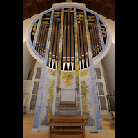 Stuttgart, St. Fidelis, Orgel mit Spieltisch