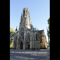 Stuttgart, Johanneskirche, Auenansicht mit Turm (im 2. Weltkrieg zerstrt; Turmhelm wurde nicht wiederaufgebaut)