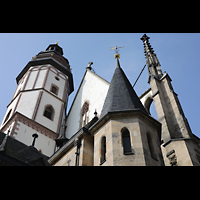 Leipzig, Thomaskirche, Turn und Dach, seitlich gesehen
