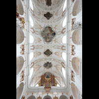 Luzern, Jesuitenkirche, Kirchendecke mit Orgel