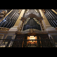 Freiberg, Dom St. Marien, Große Silbermann-Orgel mit Spieltisch perspektivisch