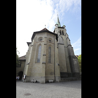 Lausanne, Saint-Franois, Chor von auen mit Turm