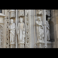 Lausanne, Cathédrale, Figuren am rechten Pfelier des Hauptportals
