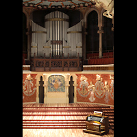 Barcelona, Palau de la Mùsica Catalana, Orgel mit Spieltisch