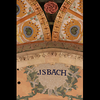 Barcelona, Palau de la Mùsica Catalana, Mosaik mit Schriftzug J. S. bachs an der Decke