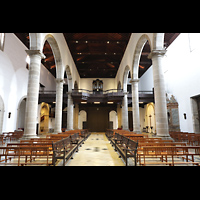 La Orotava (Teneriffa), San Agustín, Innenraum in Richtung Orgel mit Blick ins Gewölbe