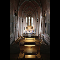 Hannover, Marktkirche St. Georgii et Jacobi, Blick über den Spieltisch der Chor-Ensemleorgel in die Marktkirche