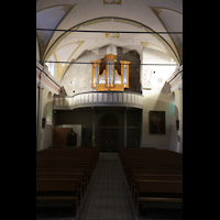 Conthey, Saint-Sverin, Orgelempore beleuchtet