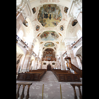 Ebersmunster (Ebersmnster), glise Abbatiale (Abteikirche), Gesamtansicht Innenraum in Richtung Orgel
