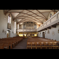 Freudenstadt, Ev. Stadtkirche, Blick ins nrdliche Schiff in Richtung Orgel