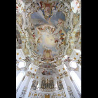 Steingaden, Wieskirche - Wallfahrtskirche zum gegeielten Heiland, Orgel und Kupopelfresken