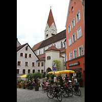 Kaufbeuren, Stadtpfarrkirche St. Martin, Blick von der Mnzhalde zur Martinskirche