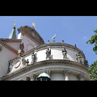Mnchen (Munich), St. Margaret, Figurenschmuck an der Auenfassade im Chor