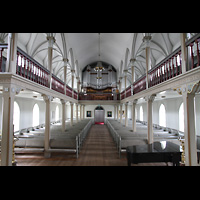 Reykjavk, Frkirkja, Innenraum in Richtung Orgel