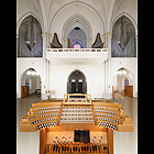 Berlin, St. Matthias, Gesamtansicht der Orgel mit Spieltisch (Fotomontage, M.D.)